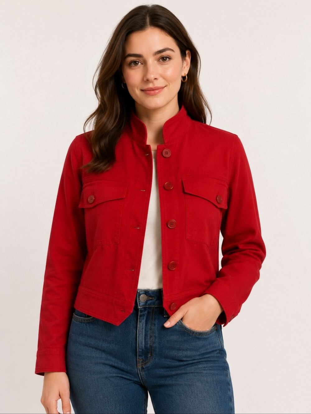 Signature Expressions Red Wool Cropped Jacket Size 8